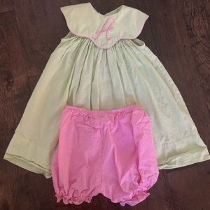 Peaches & Cream “A” Dress and Bloomers 18m